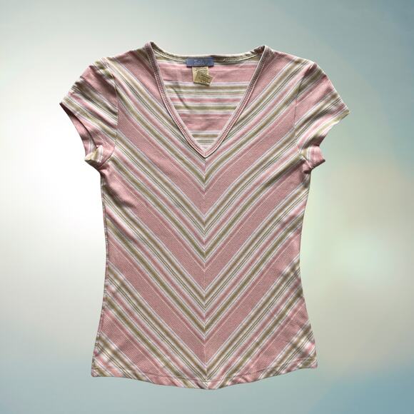 Y2k Stella Striped Pink Tee - Picture 1 of 6